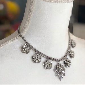 Vintage silver necklace with rhinestones